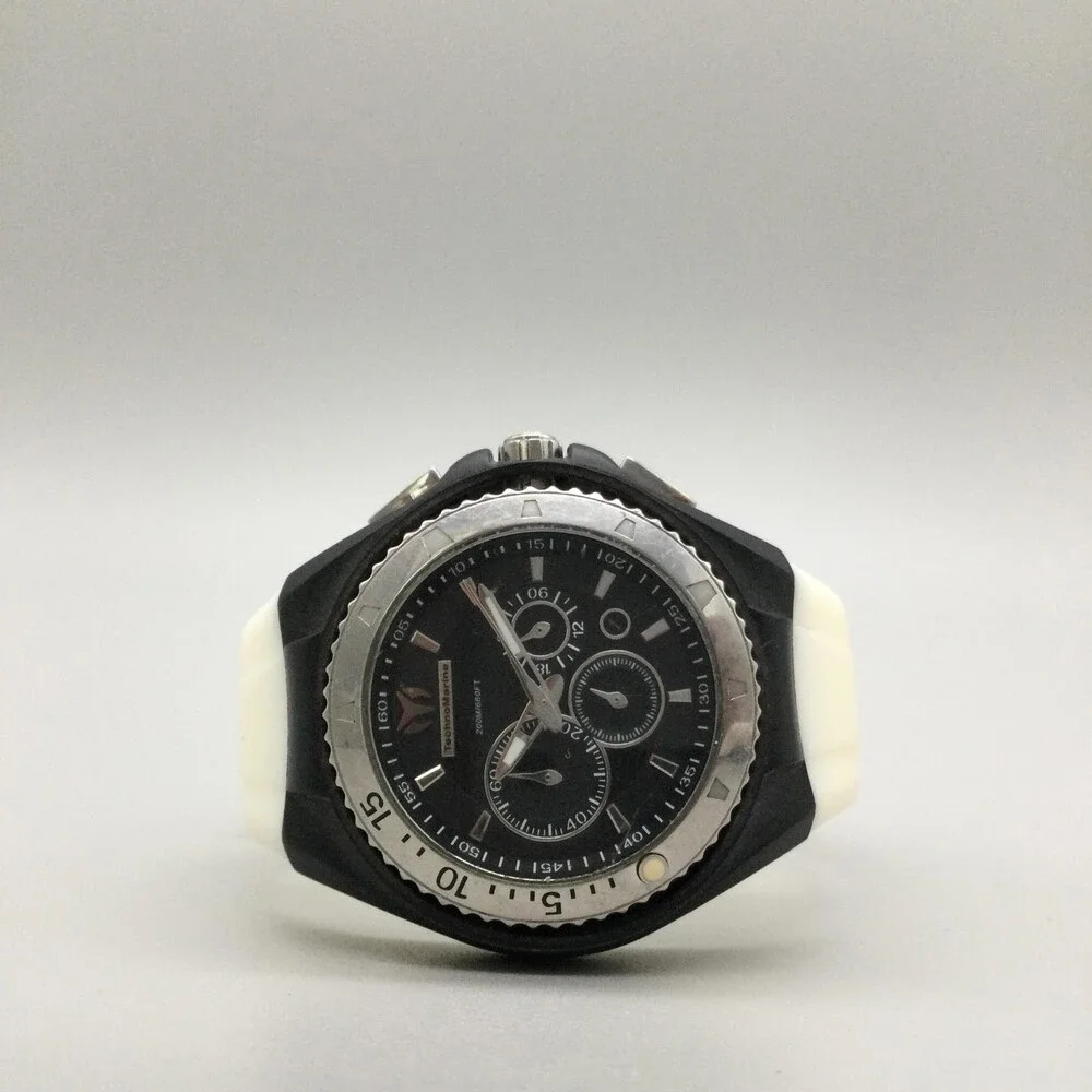 TechnoMarine Cruise Mens Watch 43mm White Strap Chronograph 200m New Battery